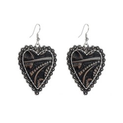 occidental style trend leather print love earrings retro exaggerating wind Ear..