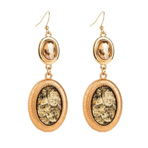 occidental style trend fashion Alloy diamond leather earrings woman retro temperament exaggerating long style