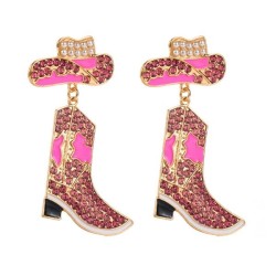 occidental style fashion wind enamel diamond Cowboy earrings exaggerating temp..