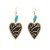  trend Alloy leather print embed turquoise earrings woman temperament high love Earring