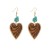  trend Alloy leather print embed turquoise earrings woman temperament high love Earring