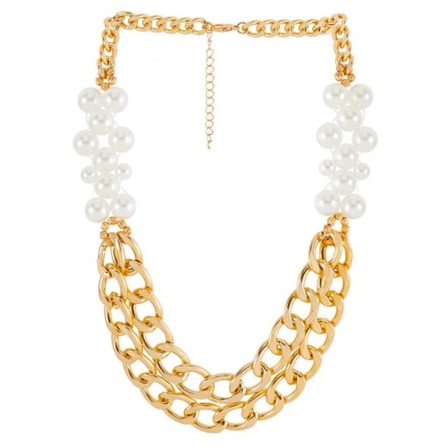 occidental style  fashion exaggerating Pearl Metal necklace woman