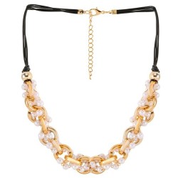 occidental style all-Purpose samll clavicle chain woman  black rope Pearl twin..