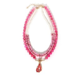 Bohemia ethnic style Pearl necklace color Acrylic pendant clavicle chain