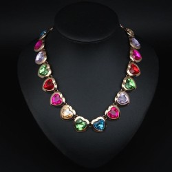  occidental style textured love gem mosaic short style clavicle necklace lady ..