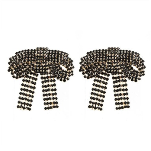 earrings super claw chain fully-jewelled bow earrings woman banquet bride occidental style