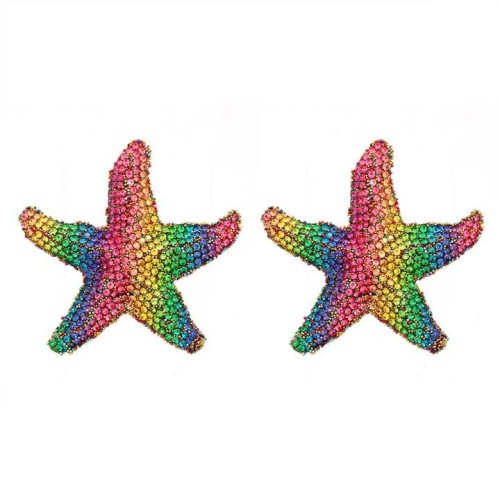 summer wind starfish earrings occidental style Earring woman exaggerating fully-jewelled Earring
