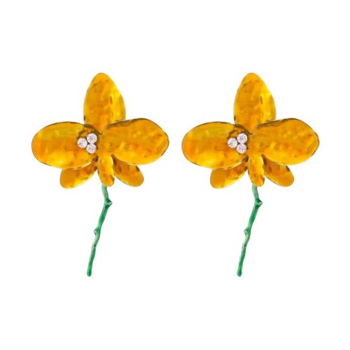 occidental style enamel flowers Earring samll exaggerating personality Alloy earrings