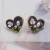 ins wind occidental style Pearl ear stud love flowers earring Alloy enamel diamond Earring earrings