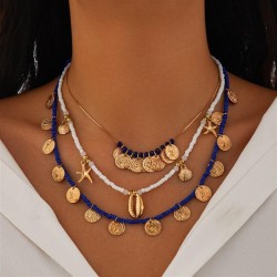 occidental style  beads Shells necklace set  fashion Alloy starfish clavicle c..