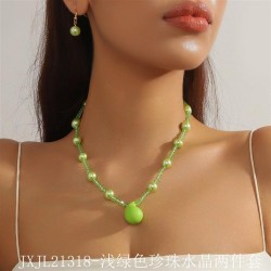  new fashion color color imitate Pearl crystal geometry necklace ea