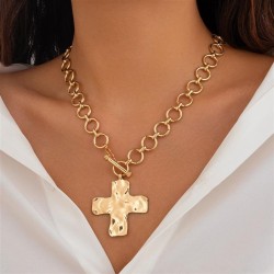 occidental style fashion punkins wind Metal cross necklace O buckle chain woma..