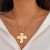 occidental style fashion punkins wind Metal cross necklace O buckle chain woman