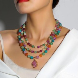 Bohemia color beads necklace woman fashion all-Purpose chain clavicle chain
