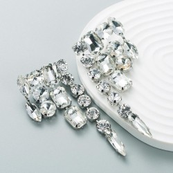 occidental style fashion earrings brilliant Alloy embed glass diamond earrings..