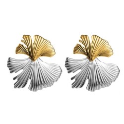 occidental style exaggerating color titanium steel earrings geometry Oval silv..