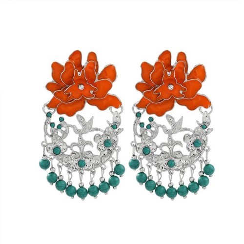 flowers retro turquoise ethnic style personality earrings