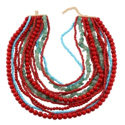 exaggerating creative multilayer natural gravel color beads necklace occidenta..