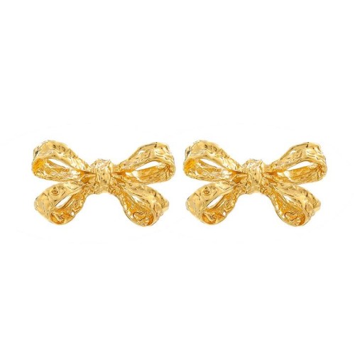 occidental style personality textured Metal bow earrings samll retro ear stud Earring woman