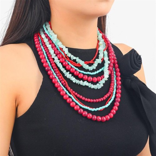  beads clavicle chain exaggerating creative multilayer gravel necklace