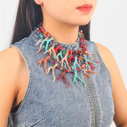 Bohemia ethnic style exaggerating color resin multilayer handmade necklace