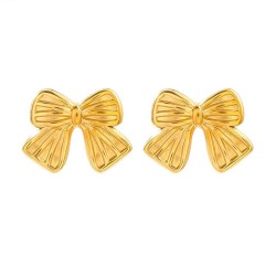 bow gold stainless steel high temperament ear stud