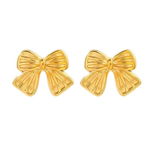 bow gold stainless steel high temperament ear stud