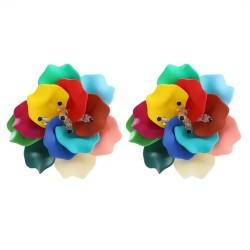 Bohemia color Acrylic flowers earrings occidental style handmade Earring Earri..