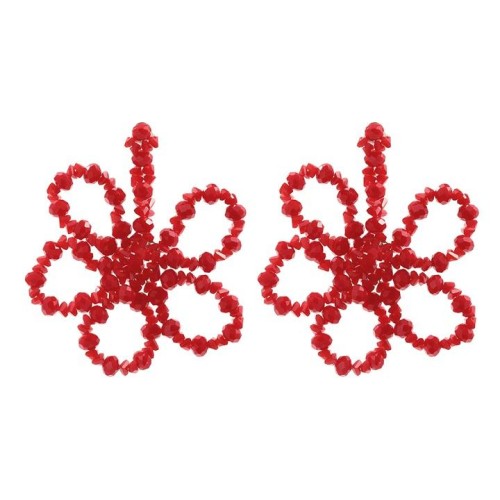 Bohemia handmade weave bow crystal flowers earrings occidental style personality temperament long style beads ear