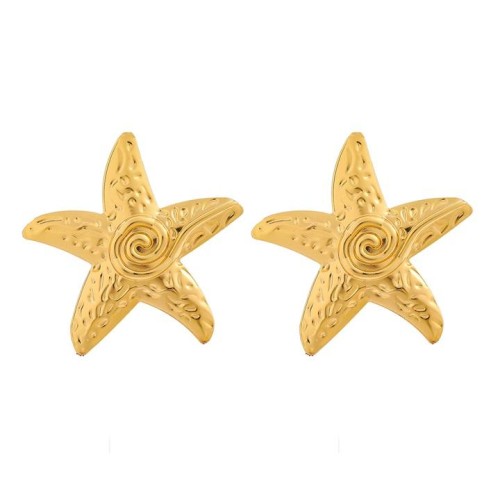 new Alloy starfish pattern gold earrings occidental style