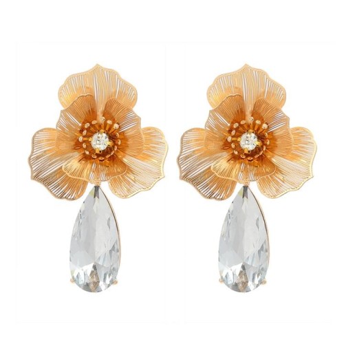 diamond geometry flowers hollow pendant earrings high fashion temperament Earring woman