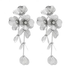  zircon flowers petal tassel ear stud small fresh sweet personality earrings s..