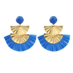 occidental style retro personality sector Metal leaves ear stud handmade