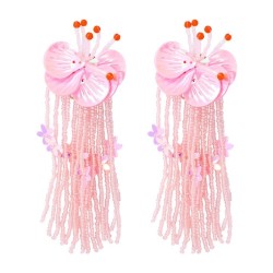 Bohemia tassel ethnic style beads tassel ear stud earrings woman flowers sequi..