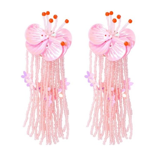 Bohemia tassel ethnic style beads tassel ear stud earrings woman flowers sequin