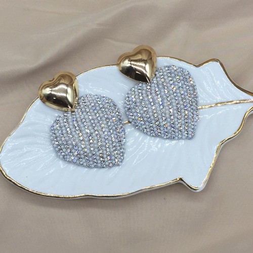 occidental style earring love beads color glass fully-jewelled earrings ear stud high Earring woman