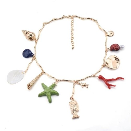 za new occidental style exaggerating enamel starfish Alloy necklace more fitting Bohemia