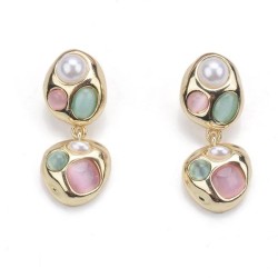 ins wind occidental style ear stud geometry pendant Pearl earrings Alloy diamo..