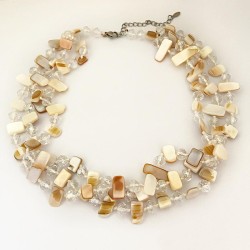 Personalized threelayer shell crystal bead necklace