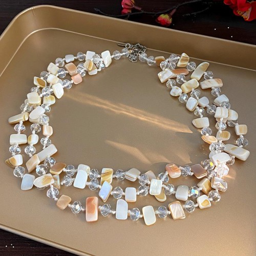 occidental style exaggerating personality three layer Shells crystal beads necklace woman Bohemian st