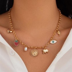 occidental style  fashion sun embed zircon necklace woman  geometry Alloy love..