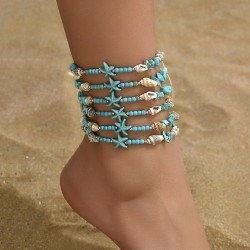  Bohemia weave multilayer Shells starfish Anklet lady ins chain