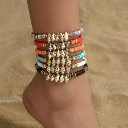  Bohemia multilayer natural Shells Anklet lady  chain