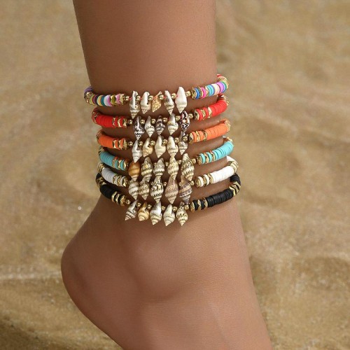  Bohemia multilayer natural Shells Anklet lady  chain