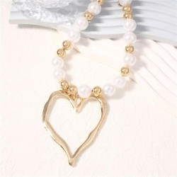 ins exaggerating hollow big love fashion beads color imitate Pearl necklace  b..