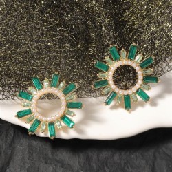 occidental style fully-jewelled Alloy multicolor sun flower brief geometry ear..