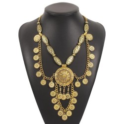  occidental style retro geometry tassel necklace  Bohemia ethnic style persona..