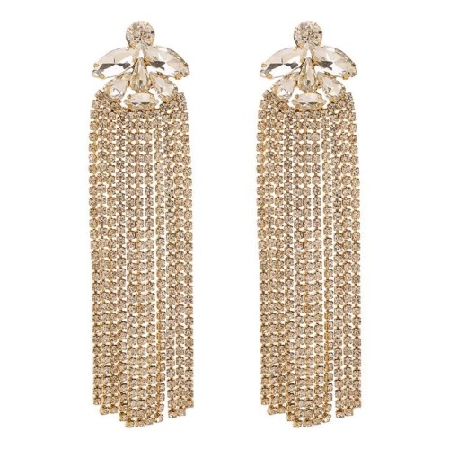 E occidental style fashion Earring fully-jewelled long tassel earrings woman  exaggerating banquet earrings
