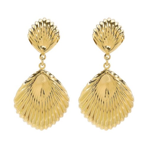 E medium occidental style trend geometry Earring  personality Metal Stripe Shells earringearrings
