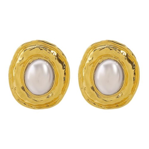 E occidental style temperament earrings woman  brief all-Purpose Round Alloy embed Pearl fashion ear stud